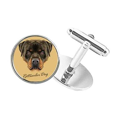 Imagem de DIYthinker Black Feroz Rottweiler Dog Pet Animal Botão Redondo Abotoaduras