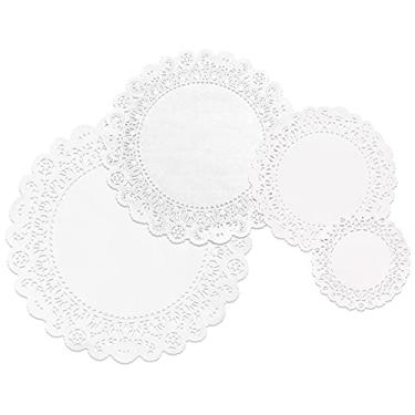 Imagem de Hygloss Products Doilies redondos brancos - pacote decorativo de tamanhos sortidos, feito nos EUA, 96 peças