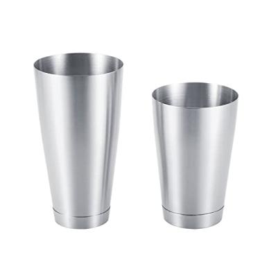 Imagem de Coqueteleira,Pro Bar Shaker Boston Shaker, A?o Inoxid¨¢vel Martini Shaker Misturador de Bebidas para Bartending Ferramentas Essenciais Latas de Metal Ponderadas Conjunto Cocktail Shaker para(silv