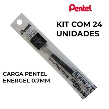 Imagem de Carga Caneta Refil Pentel Energel Lr7-C 0.7 Preta Kit 24 Und