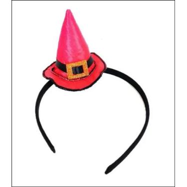 Imagem de Tiara Com Mini Chapéu De Bruxa Vermelho - Halloween - Brazucapas