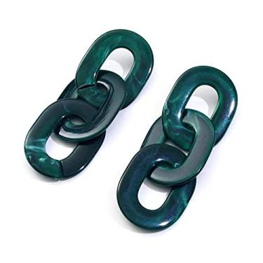Imagem de MAXBROTHERS brincos de acrílico, brincos de moda, brincos femininos，brincos femininos grandes; brincos femininos de argola (verde)