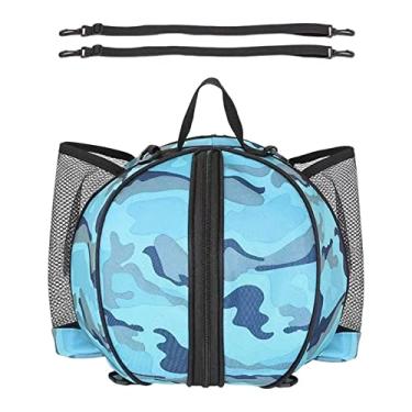 Imagem de Fancyes Mochila de, mochila de vôlei de futebol à 'água, bolsa de bola de futebol, bolsa de suporte de bola de treinamento com alça, cinza azul