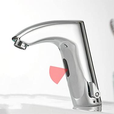 Imagem de Torneira de banheiro elétrico automático sensor torneira sem toque bacia pia da cozinha torneiras misturadoras de água quente e fria, cromo 8024, china
