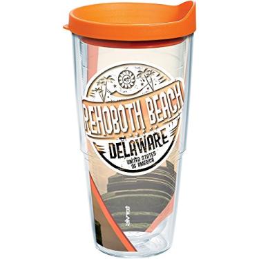 Imagem de Tervis Delaware-Rehoboth Copo isolado com selo de praia e tampa laranja, 680 g, transparente