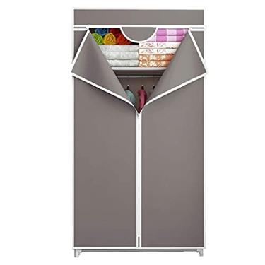 Imagem de YTAINAGN Organizador de roupas portátil para guarda-roupa, guarda-roupa de efeito de tela única, armário de armazenamento de roupas com 2 prateleiras e 1 trilho de suspensão (W70 x D45 x A 155 cm) (Cor: B)