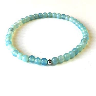 Imagem de Agar Creations – Mini Pulseira com pedra preciosa de ágata azul de 4 mm de energia – Meditação com intenções de ioga