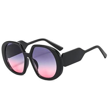 Imagem de Óculos de sol femininos redondos grandes e grandes armações de luxo em d grandes gradientes óculos de sol hipster vintage tons óculos femininos, c7 preto cinza rosa, uv400