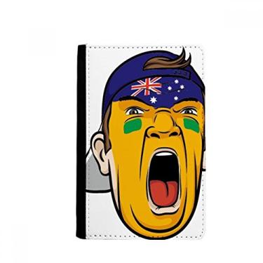 Imagem de Bandeira da Austrália máscara facial cabeça gritando boné porta-passaporte notecase burse capa carteira porta-cartão, Multicolor