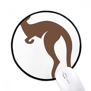 Imagem de Tapete de mouse com contorno marrom canguru sabor australiano, tapete redondo para computador