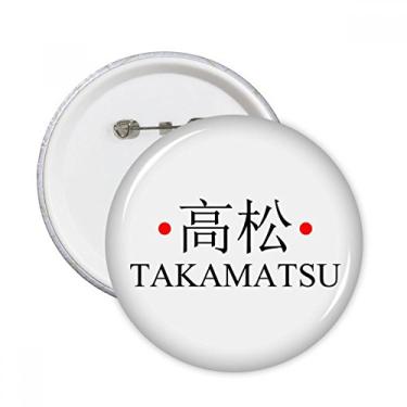 Imagem de Takamatsu Japonesa, nome da cidade vermelho, bandeira do sol, alfinetes redondos, emblema, acessório, decoração, 5 peças