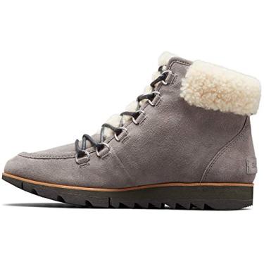 Imagem de Sorel – Bota feminina de inverno com renda Harlow e gola de pele, Light Grey, 7.5