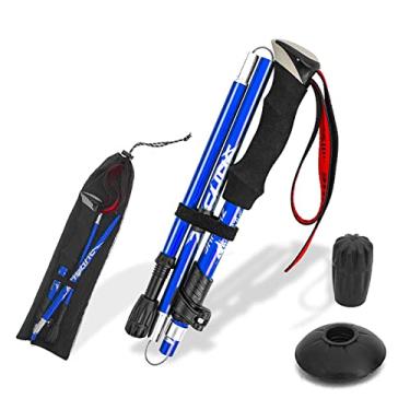 Imagem de Qudai Bastão de Caminhada Dobrável Leve de Cinco Dobras para Caminhadas e Mochila de Acampamento - Preto, Azul ou Vermelho