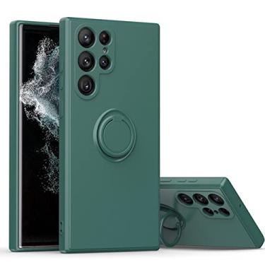 Imagem de Para Samsung S22 Ultra Plus S20 FE Liquid Silicone Ring Holder Case Soft Cover For Samsung A52 A72 A22 A32 A51 A71 A12 Case, Army Green, For Galaxy A72 4G 5G
