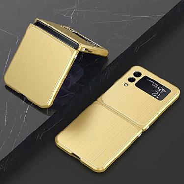 Imagem de Estojo magnético para Samsung Galaxy Z Flip 4 3 Estojo com estrutura de alumínio 360 Absorção completa Capa de metal para telefone, ouro, para galaxy Z flip 4