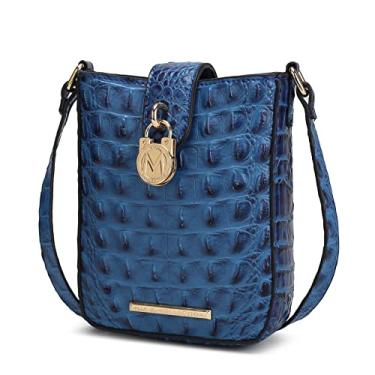 Imagem de MKF Collection Bolsa tiracolo feminina, couro vegano em relevo de crocodilo sintético, bolsa de ombro, bolsa de mão da Mia K, Azul royal Avery, Medium