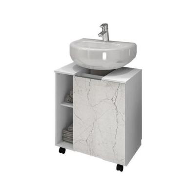 Imagem de Gabinete Para Banheiro Pequin - Branco/Carrara - Bechara