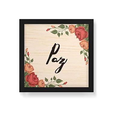 Imagem de Arte Maníacos Quadro Decorativo em Madeira Paz Flores - 30x30cm (Moldura caixa em laca preta)