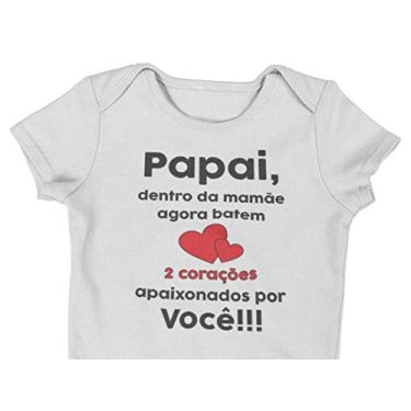 Imagem de Body Do Bebê Papai Dentro Da Mamãe Agora Batem Dois Corações Branca Tamanho M