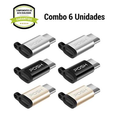Imagem de Adaptador Posh Conversor Type C Micro USB Chaveiro 2BKx2GDx2SV
