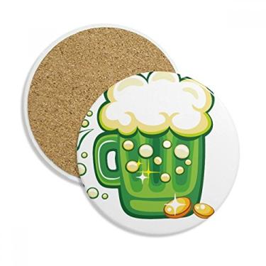 Imagem de Caneca porta-copos de trevo de quatro folhas da Irlanda Dia de São Patrício Caneca de proteção de mesa Pedra absorvente