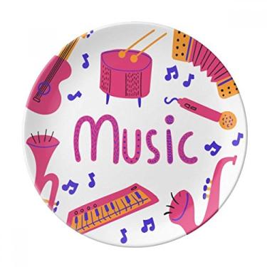 Imagem de Trombone Placa de guitarra com estampa de instrumento musical decorativa de porcelana Salver louças de jantar