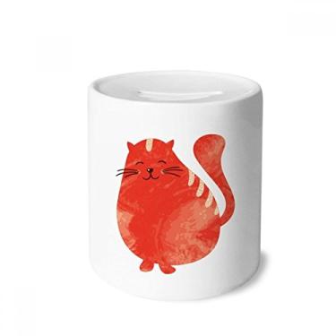Imagem de DIYthinker Caixa de moedas de cerâmica de gato gordo sorrindo laranja caixa de dinheiro presente de cofrinho