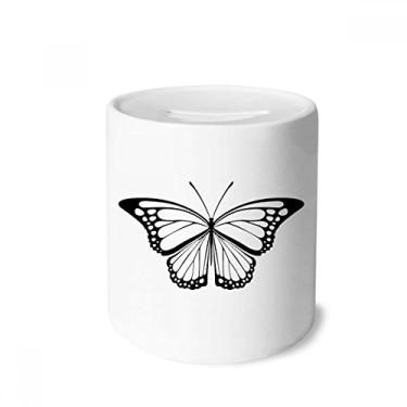 Imagem de DIYthinker Caixa de moedas simples de cerâmica preta com espécime de borboleta para presente de cofrinho