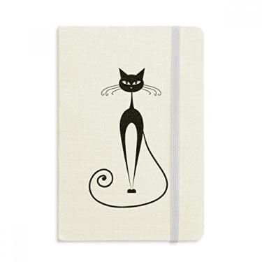 Imagem de Caderno elegante preto para amantes de gatos, arte de animais, capa dura oficial, diário clássico