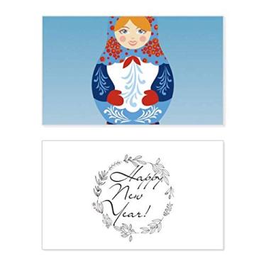 Imagem de Símbolo da Rússia com estampa de bonecas russas de ano novo festival, cartão de felicitações, mensagem de abençoar presente
