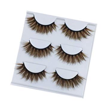 Imagem de Lurrose 3 Pares de Maquiagem Extensão Dos Cílios Cílios Aparência Natural Cluster 3D Art Handmade Falso Cílios Lash Grosso para As Mulheres