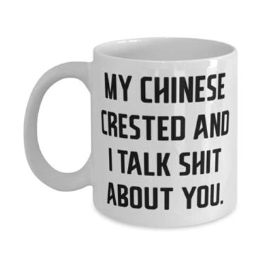 Imagem de My Chinese Crested and I Talk Shit About You. Cão de crista chinês, 325 ml, caneca divertida de crista chinesa, copo para amantes de animais de estimação