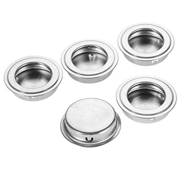 Imagem de 5 unidades de aço inoxidável plano/inclinado puxadores de porta redondos embutidos embutidos puxa o dedo inserir gaveta porta deslizante puxadores puxadores de gabinete, A