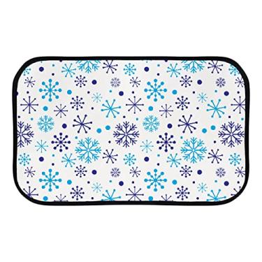 Imagem de DreamBay Tapetes de porta para entrada tapetes macios 78,7 x 50,8 cm, Natal roxo azul flocos de neve anti fadiga tapete de pé interior ao ar livre capacho de boas-vindas para sala de estar quarto