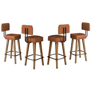 Imagem de Kit com 4 Banquetas para Balcão Bancada de Cozinha Industrial Americana Luxo (Altura de 60cm do Assento ao chão, Café)