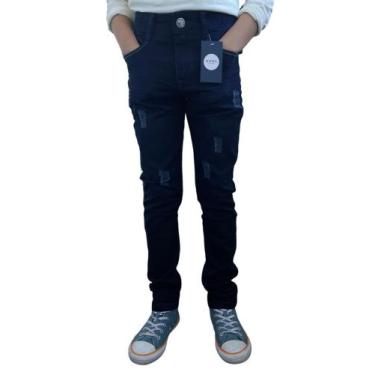 Imagem de Calça Jeans Juvenil Masculina Slim Com Elastano 10 12 14 E 16 Anos - C