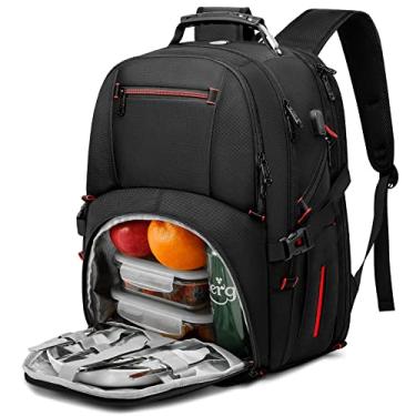 Imagem de Mochila masculina para almoço com isolamento térmico de 43 cm, lancheira com porta de carregamento USB, mochila extra grande para laptop universitário, resistente à água para viagem