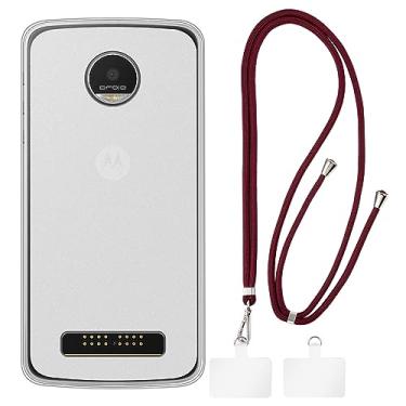 Imagem de Shantime Capa Motorola Moto Z Play + cordões universais para celular, pescoço/alça macia de silicone TPU capa protetora para Motorola Moto Z Play (5,5 polegadas)