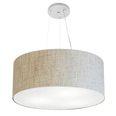 Imagem de Lustre Pendente Cilíndrico Cúpula Tecido 50x21 cm, Vivare Iluminação, Pendente4047 RST, Rustico Bege, Médio