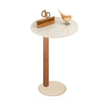 Imagem de Mesa De Apoio Monopé Para Sofá Redonda Off White 35x70 Cm