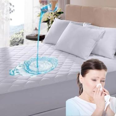 Imagem de Capa de Colchão CASAL Matelado Branco 100% Impermeável Premium Anti Ácaros