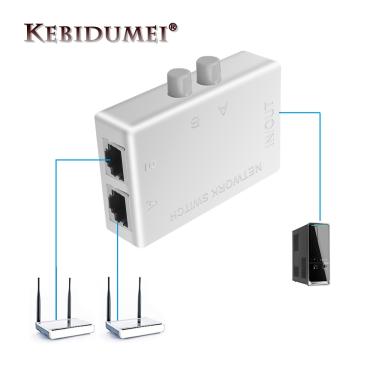 Imagem de Kebidumei-Mini Switch de Rede  Ethernet Box Switcher  2-Way Port  Compartilhamento Manual  Adaptador