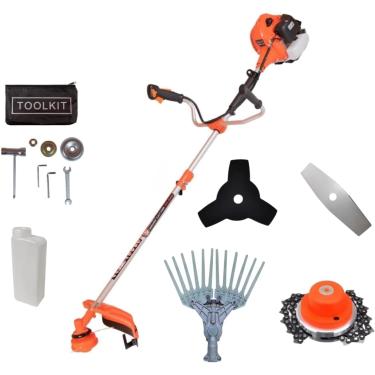 Imagem de Roçadeira Profissional 65CC 3HP Gasolina 2 Tempos, Kit de Reparo, Lâmina 2 Pontas, Facão, Trimmer, Derriça, Colhedora de Café, Mão Mecânica, Derriçadeira De Café, Acessórios Inclusos