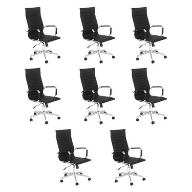Imagem de Loft7, Kit 8 Cadeiras escritório Esteirinha Diretor Home office Kit Preto