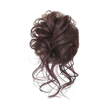 Imagem de Mulheres Bun Scrunchies Coque Rabo de Cavalo Chignon Cabelo Humano Brasileiro Cacheado Ondulado Extensões de Coque Desarrumado Pedaços de Cabelo Feminino Coque Desarrumado Pedaço de Cabelo Pão (Color