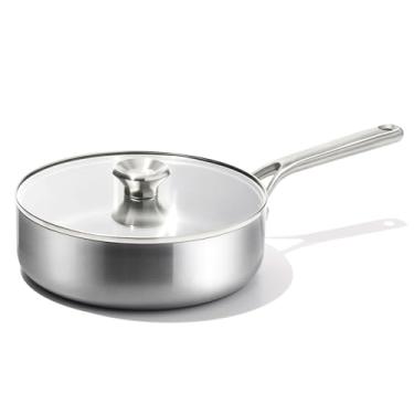 Imagem de OXO Panela de aço inoxidável Mira Tri-Ply, panela jumbo de 3,25 litros com tampa, indução, multirevestida, lavável na lava-louças e utensílios de metal