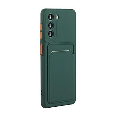 Imagem de Capa de telefone com suporte para bolsa de cartão para Samsung Galaxy S23 S22 S21 S20 Plus FE Note 20 Ultra Bumper TPU carteira capa macia, verde escuro, para S21 Plus