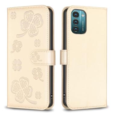 Imagem de Para Nokia G11/G21, capa carteira com 3 cartões e 1 compartimento para dinheiro, capa de telefone flip de couro PU à prova de choque compatível com Nokia G11/Nokia G21 de 6,5 polegadas (dourado)