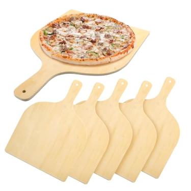 Imagem de KEJJNYER Pacote com 5 cascas de pizza de madeira, 30,5 x 40,6 cm, tábua de cortar pizza grande, espátula de pizza natural com alça para assar