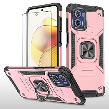 Imagem de Asuwish Capa de telefone para Motorola Moto G73 5G com protetor de tela de vidro temperado e suporte de anel suporte fino híbrido protetor móvel acessórios de celular resistentes G 73 73G feminino